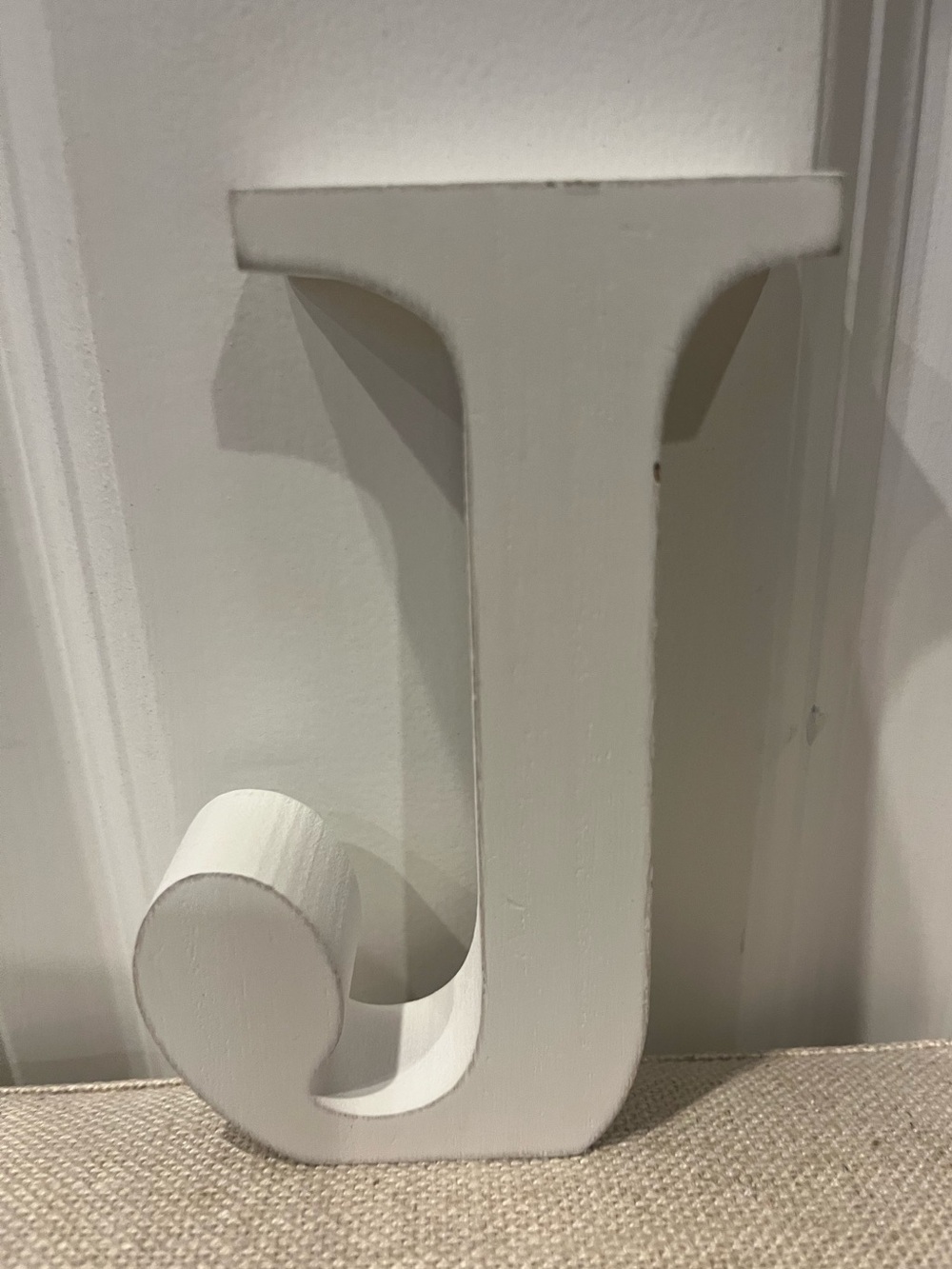Pre-owned Wooden Decorative Letter "J"- White